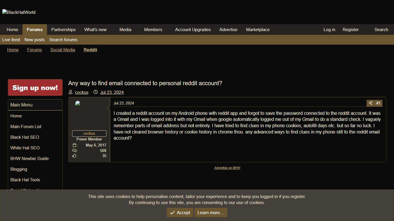 Any way to find email connected to personal reddit account? | BlackHatWorld